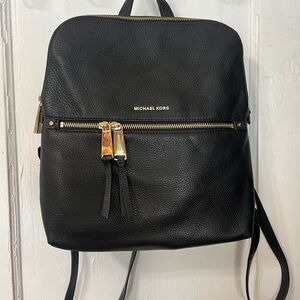Michael Kors Black Backpack with Gold Accents